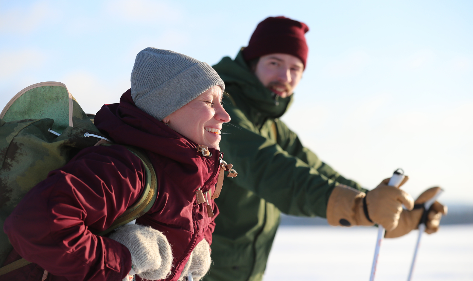 Skiers enjoying fresh air in Kemijärvi.